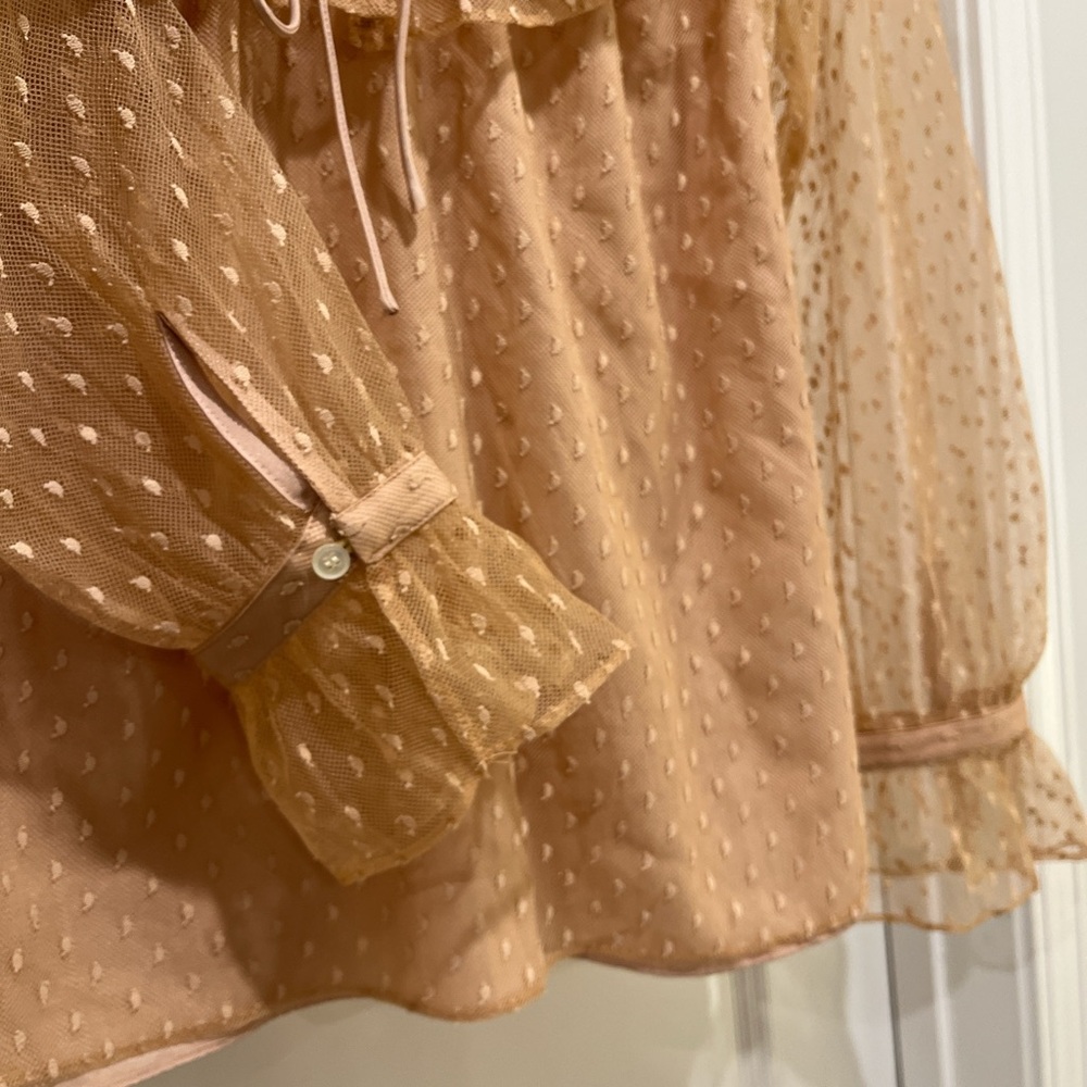 J.CREW Ruffle-neck Mesh Romantic Top - Picture 3 of 5